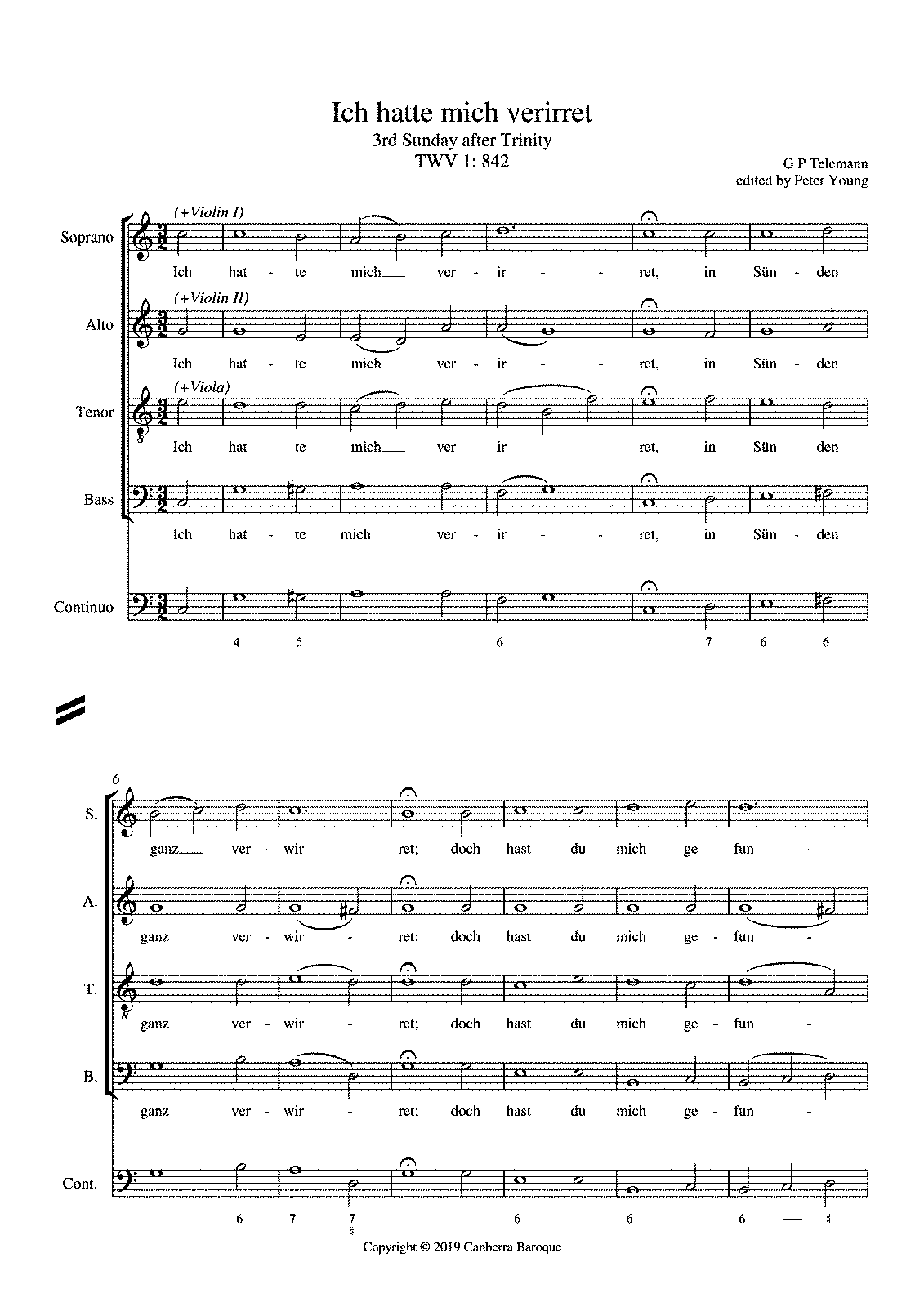 Ich hatte mich verirret, TWV 1:842 (Telemann, Georg Philipp) - IMSLP