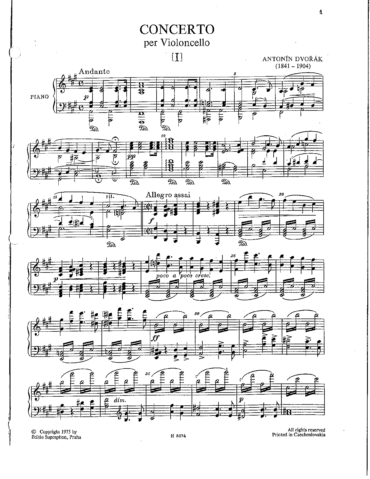 Cello Concerto in A major, B.10 (Dvořák, Antonín) IMSLP