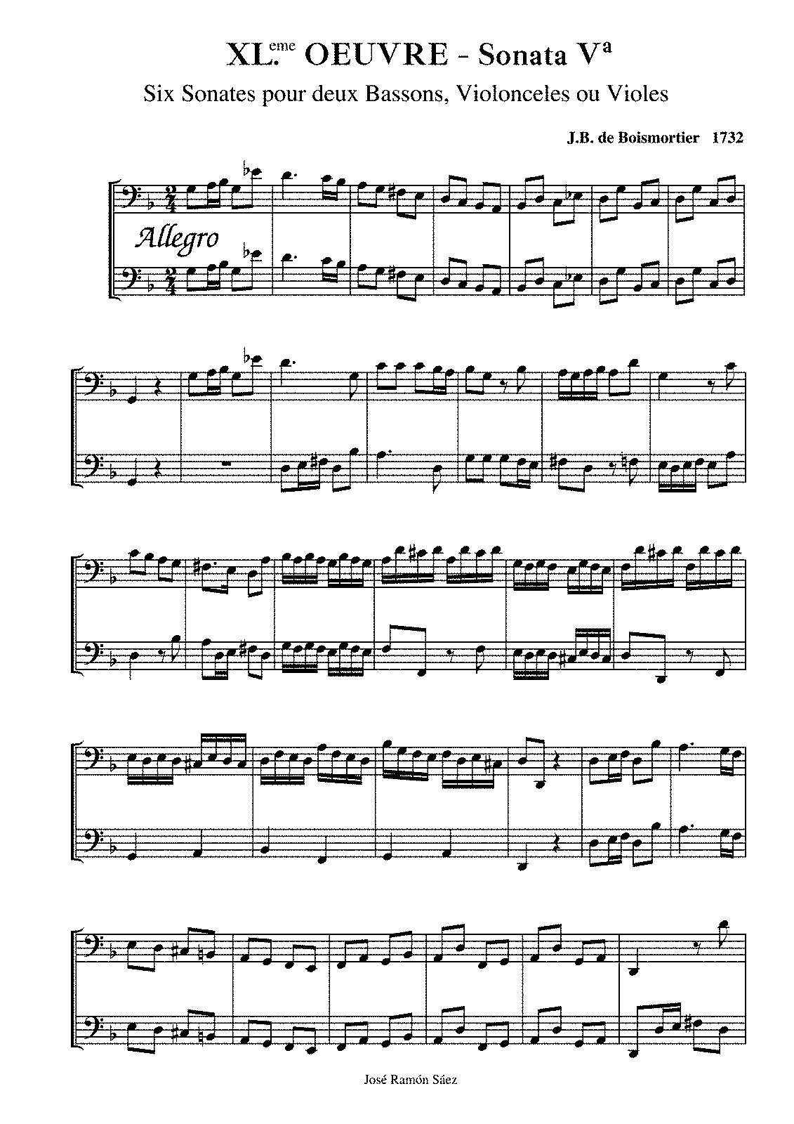 6 Sonates Suivies D'un Nombre De Pièces, Op.40 (Boismortier, Joseph ...