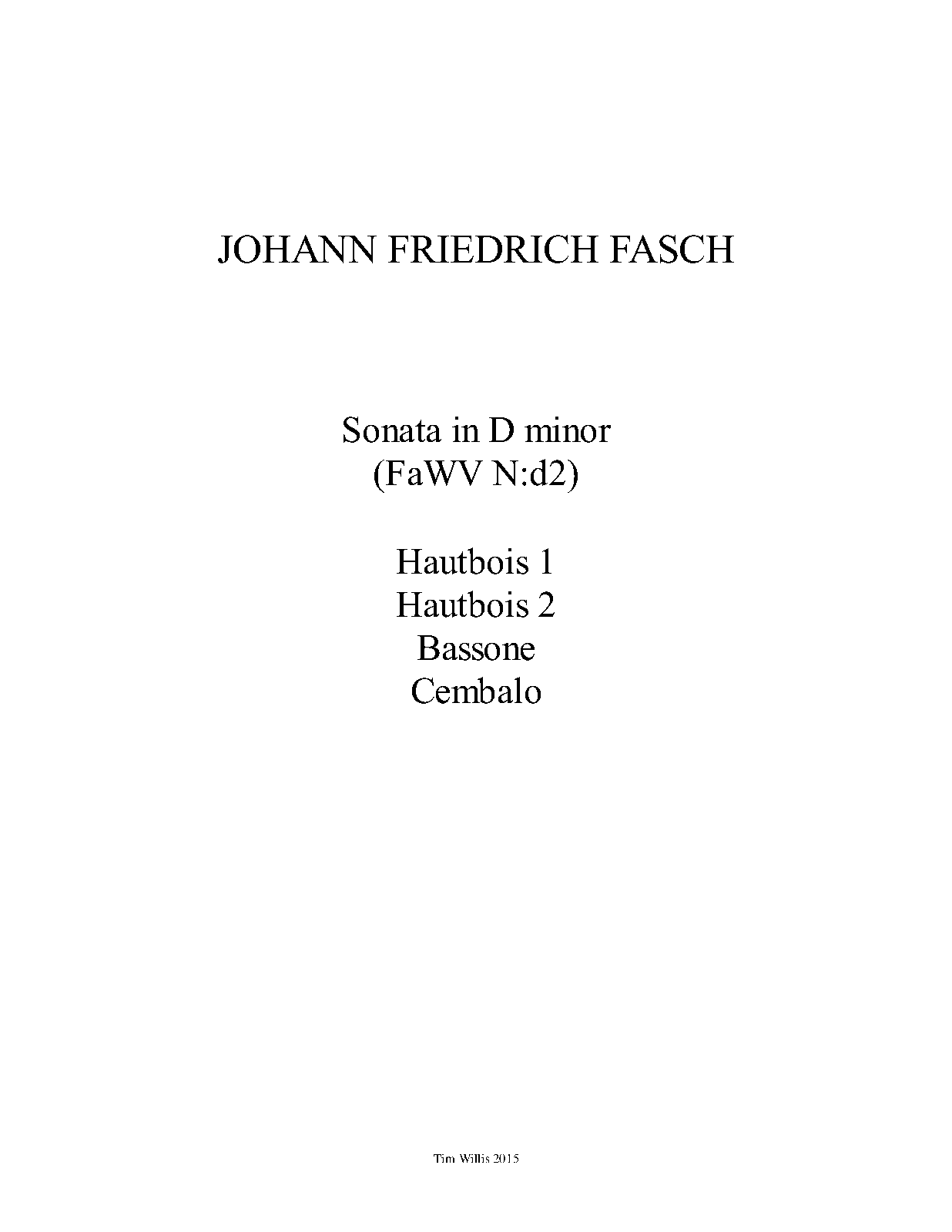 Sonata for 2 Oboes, Bassoon and Continuo, FaWV Nd2 (Fasch, Johann