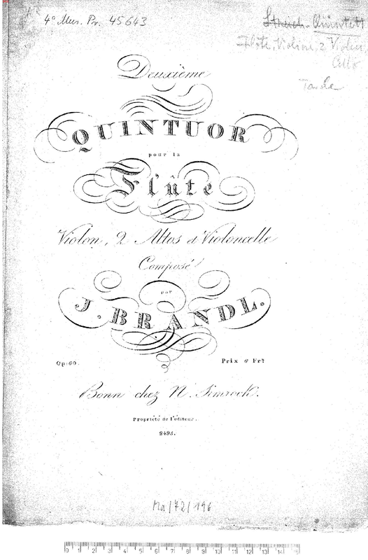 Flute Quintet No.2 in D major, Op.60 (Brandl, Johann Evangelist) IMSLP