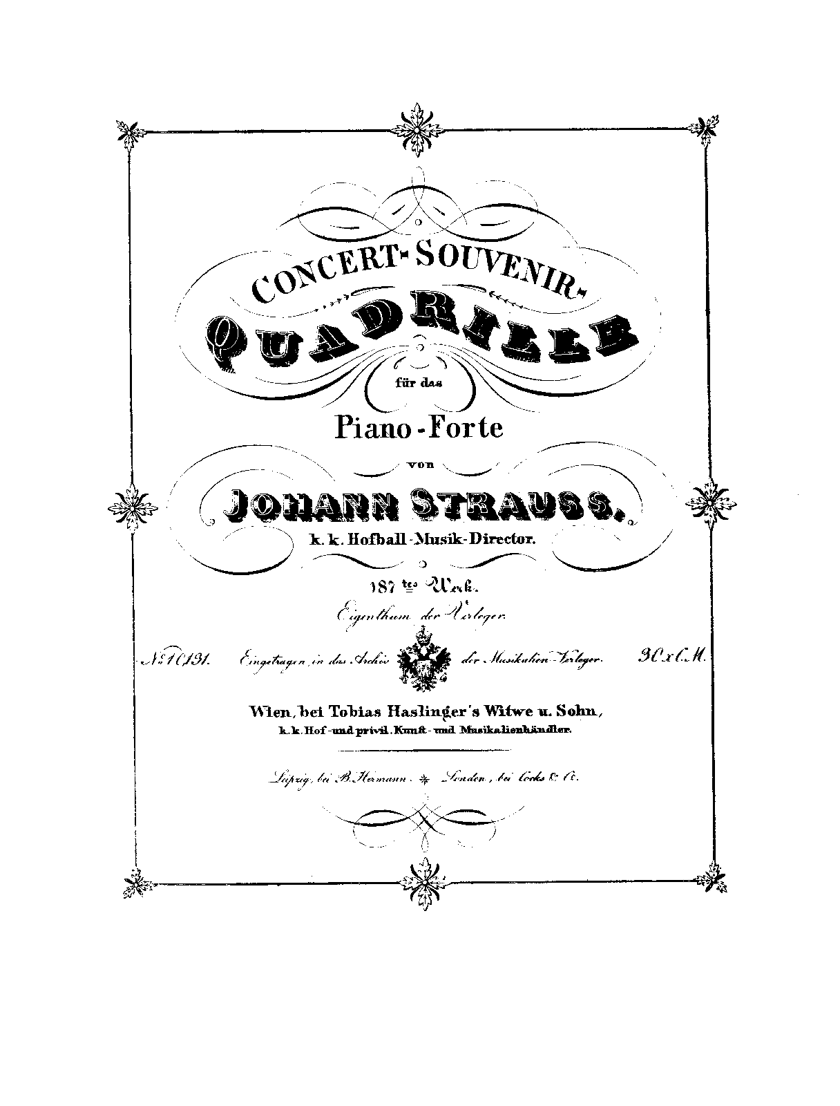Concert-Souvenir-Quadrille, Op.187