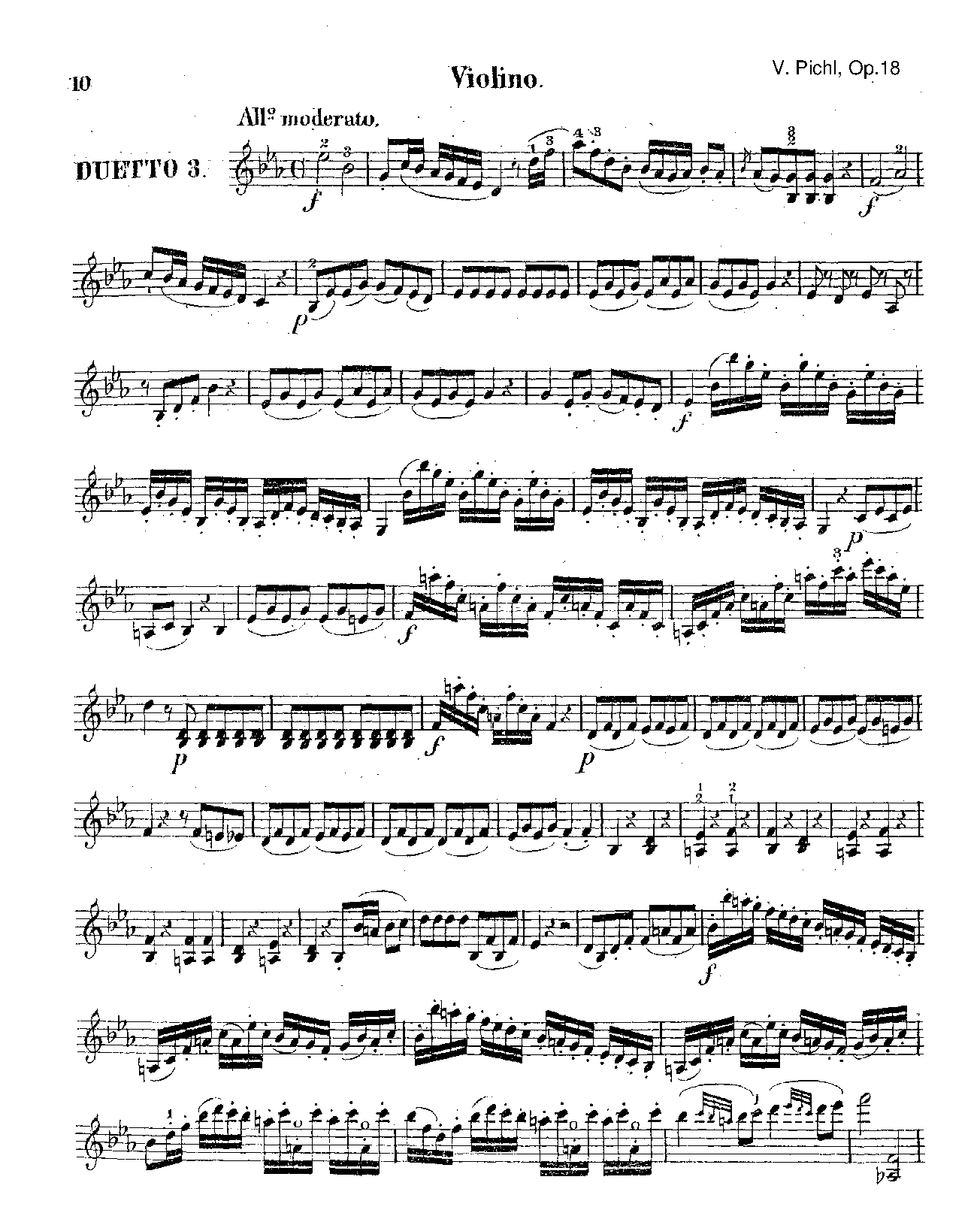 Duet for Violin and Viola in Eflat major, Op.18 No.3 (Pichl, Vaclav