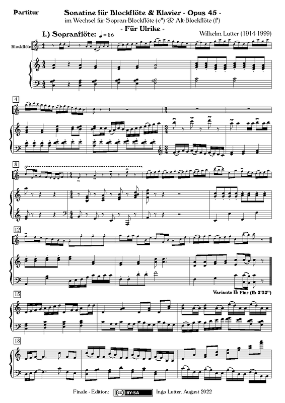 Recorder Sonatina, Op.45 (Lutter, Wilhelm) IMSLP