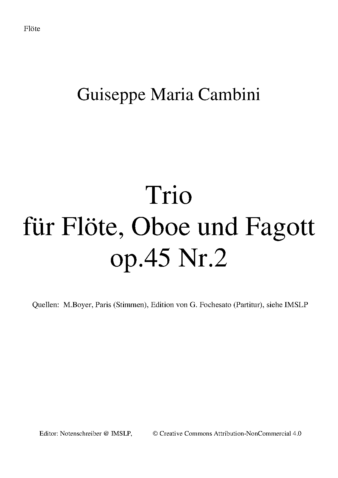 6 Trios for Flute, Oboe and Bassoon, Op.45 (Cambini, Giuseppe Maria