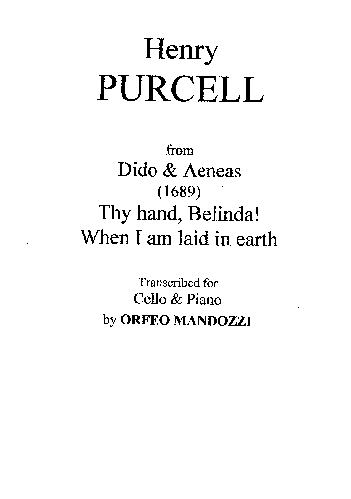 Dido And Aeneas, Z.626 (Purcell, Henry) - IMSLP: Free Sheet Music PDF ...