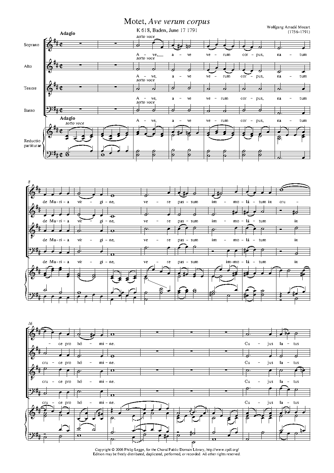 Ave verum corpus, K.618 (Mozart, Wolfgang Amadeus) IMSLP Free Sheet Music PDF Download Ave verum corpus, K.618 (Mozart, Wolfgang Amadeus) IMSLP Free Sheet Music PDF Download