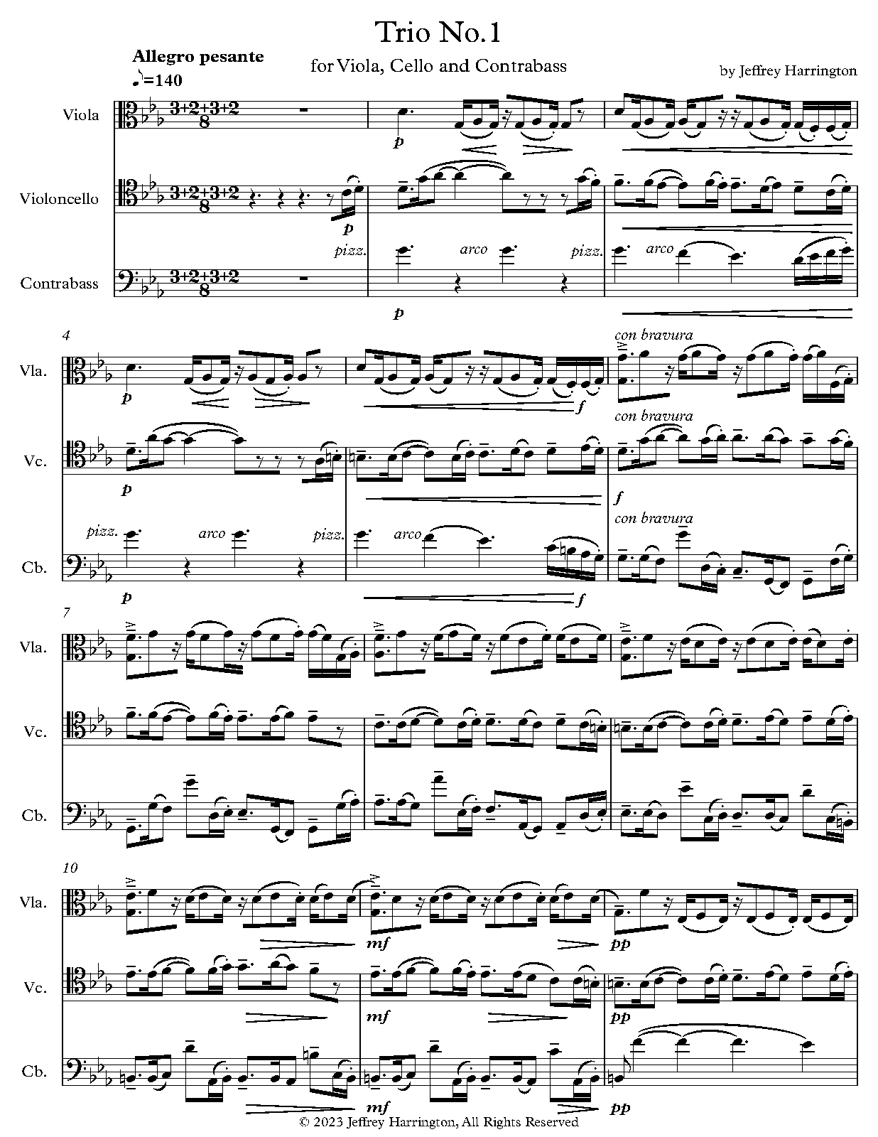 Trio No.1 for Viola, Cello and Double Bass (Harrington, Jeffrey Michael