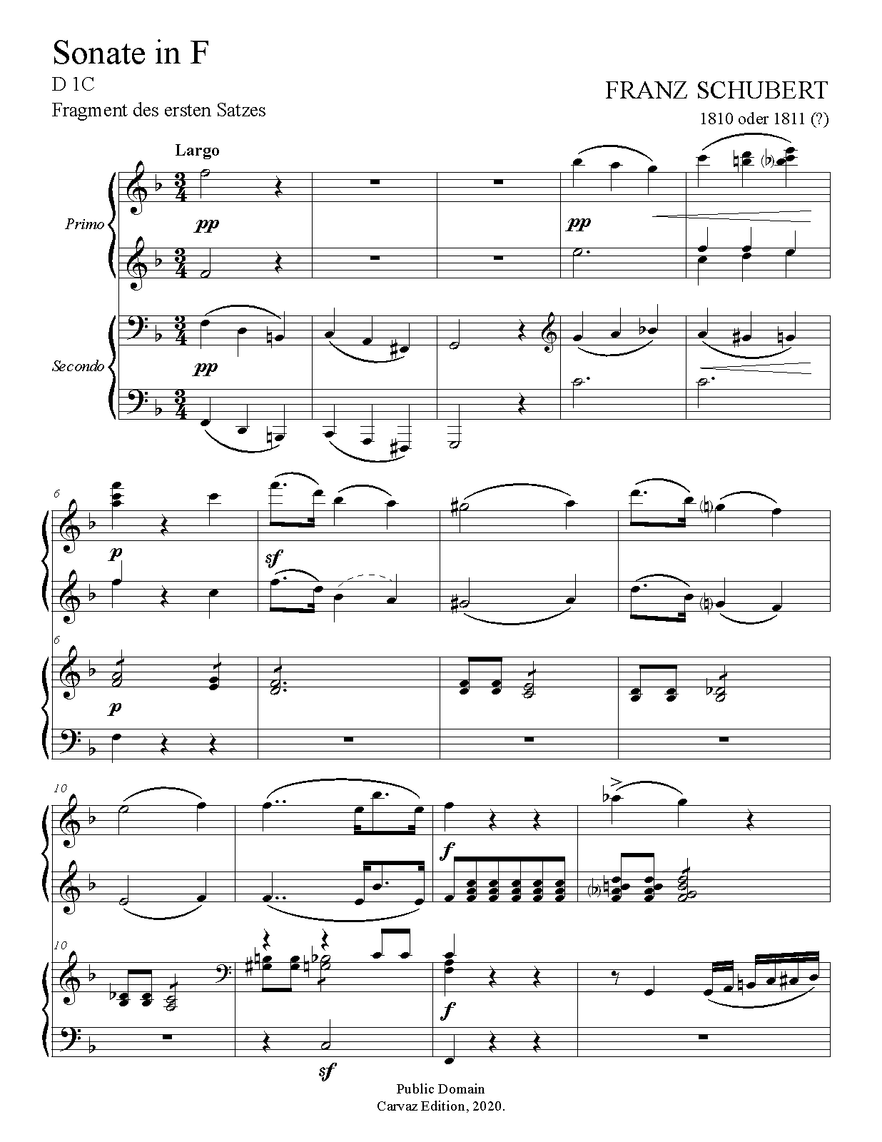 Sonata for Piano 4 Hands in F major