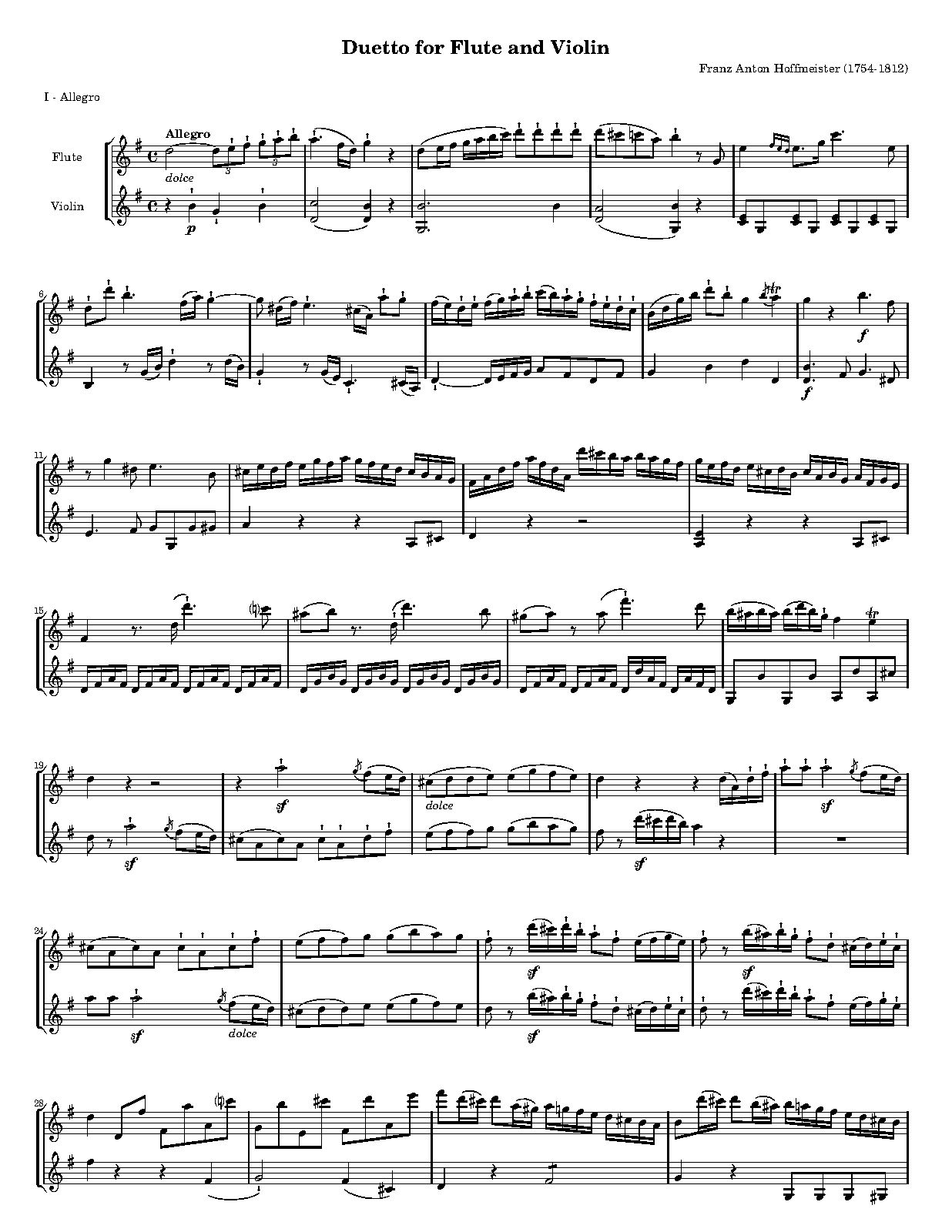 Duet for Flute and Violin in G major (Hoffmeister, Franz Anton) IMSLP