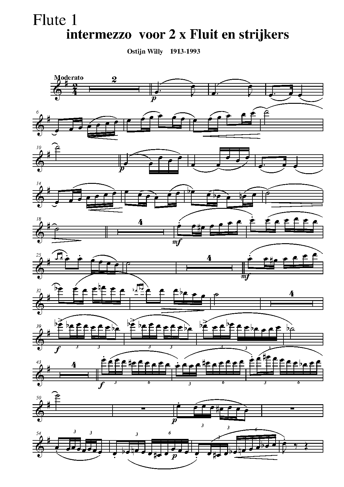 Intermezzo for 2 Flutes and Strings (Ostijn, Willy) IMSLP