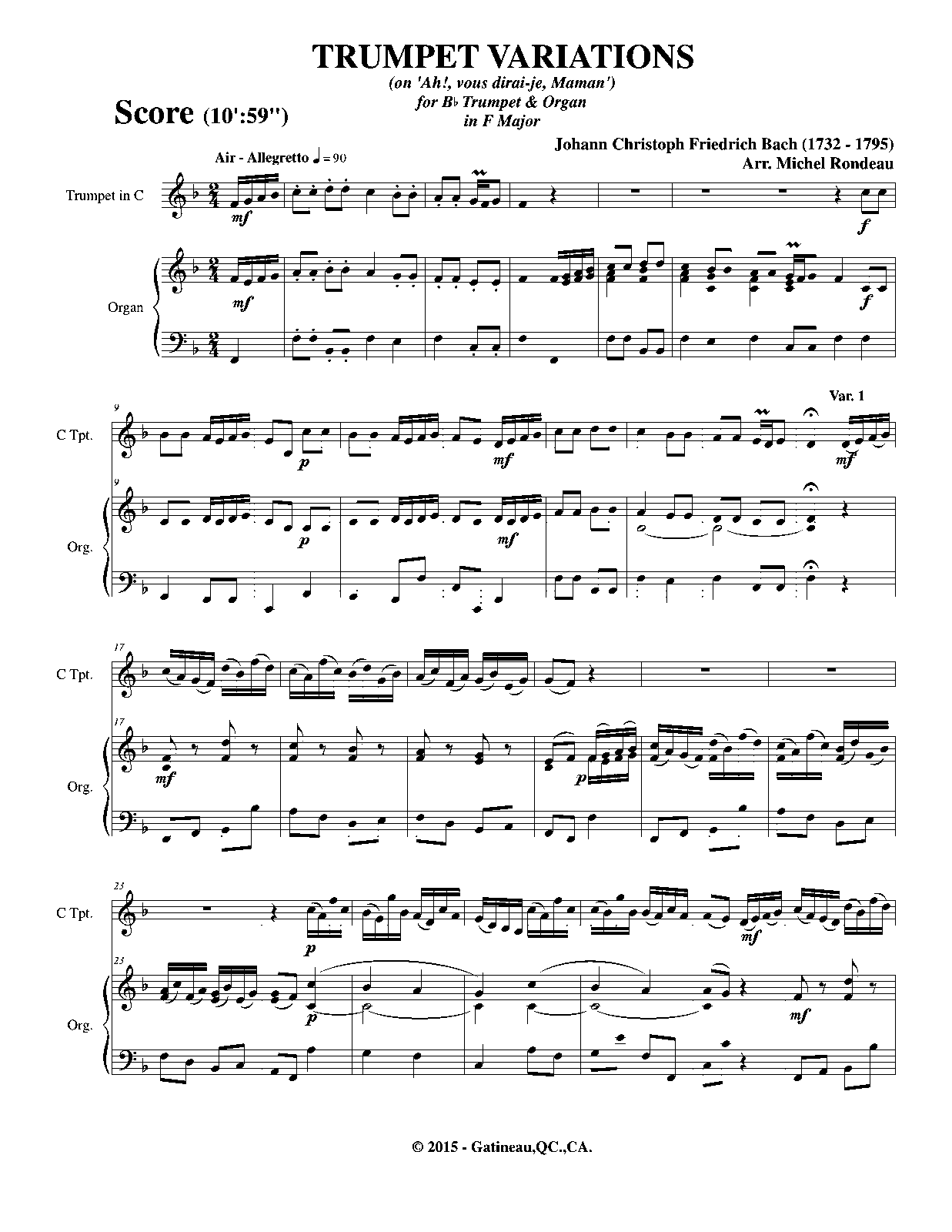 Johann Christoph Friedrich Bach Variations On Ah Vous Dirai-je Maman Variations on 'Ah, vous dirai-je, Maman' (Bach, Johann Christoph