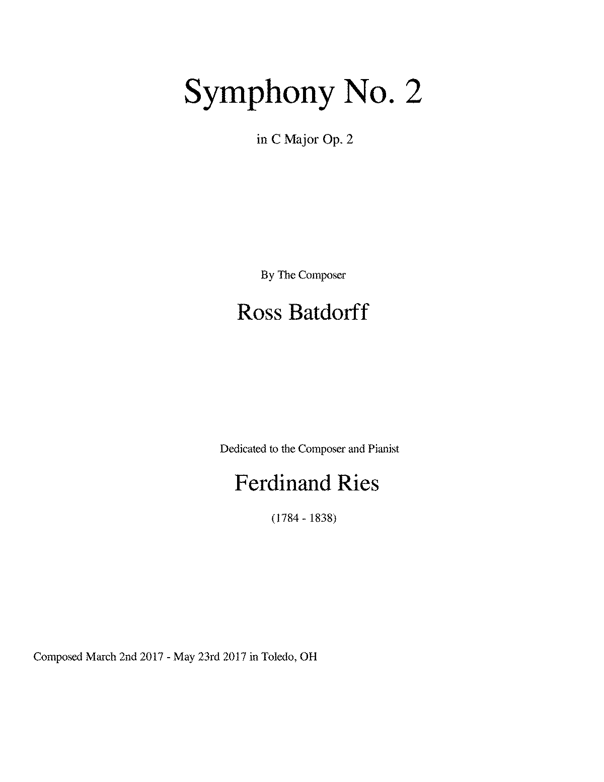 Symphony No.2 in C major, Op.2 (Batdorff, Ross) - IMSLP