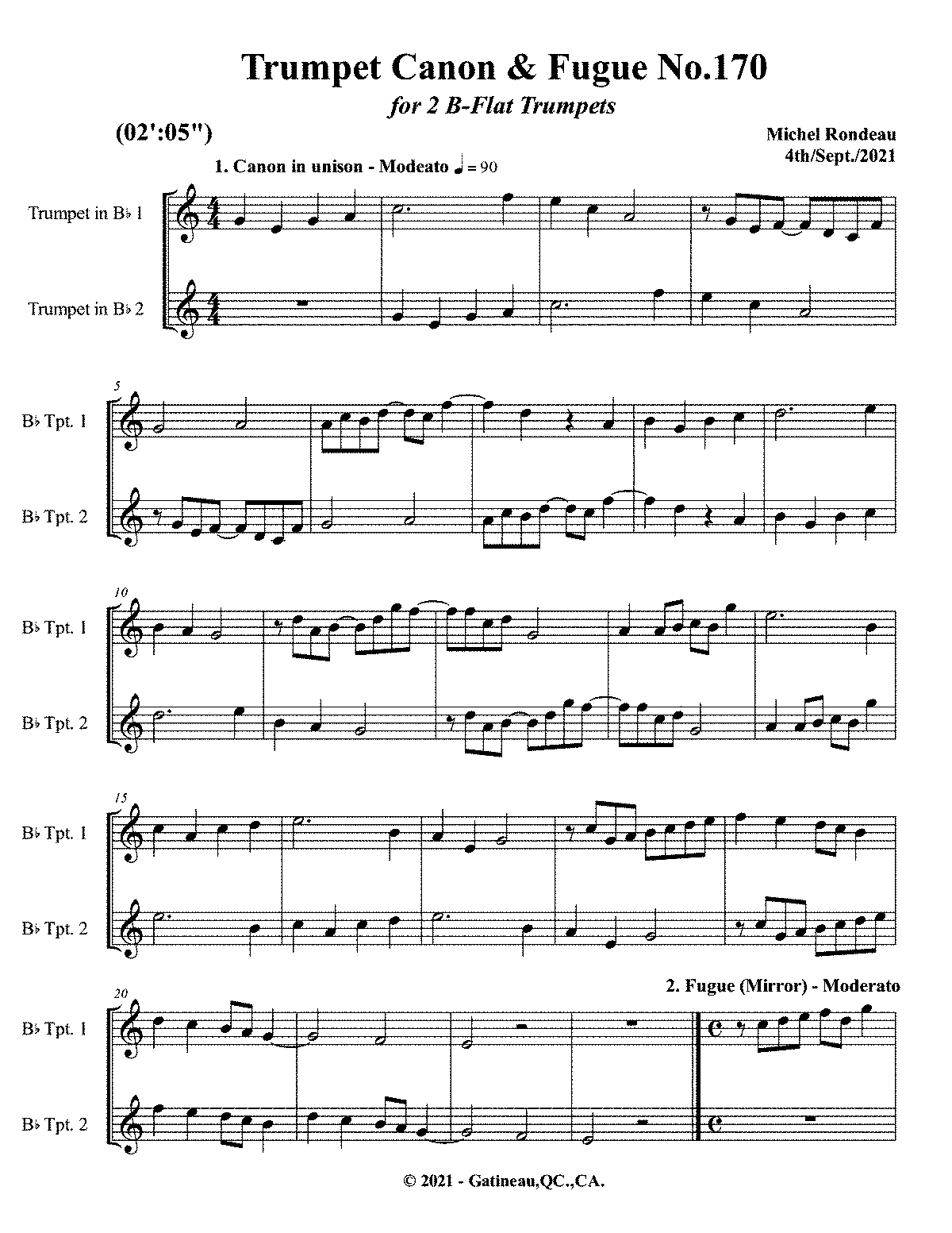 Trumpet Canon & Fugue No.170 (Rondeau, Michel) - IMSLP