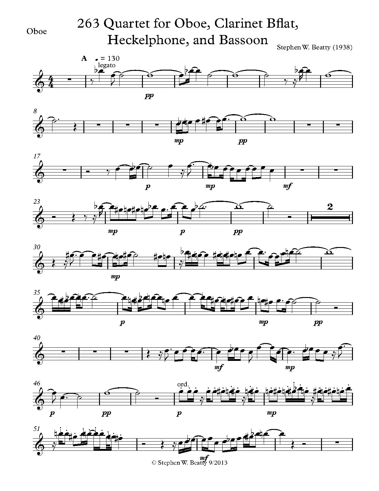 Quartet for Oboe, Heckelphone and Bassoon, Op.263 (Beatty