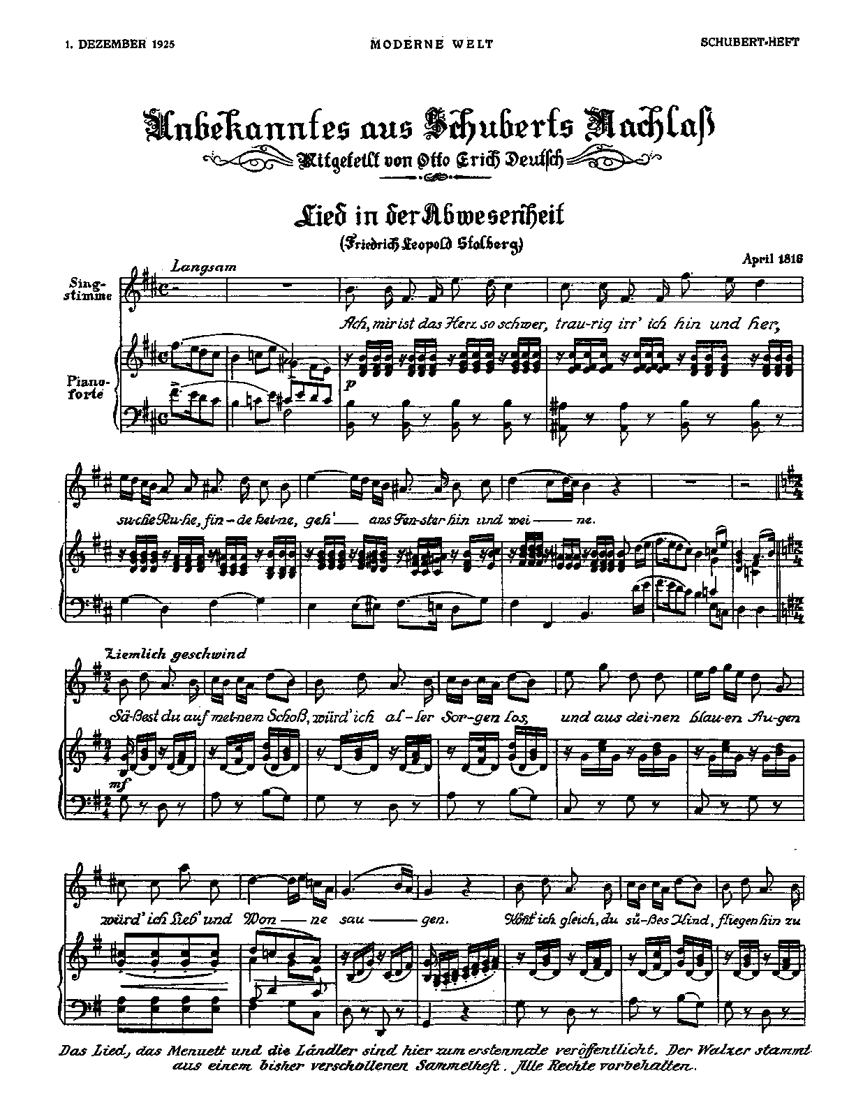 Lied in der Abwesenheit