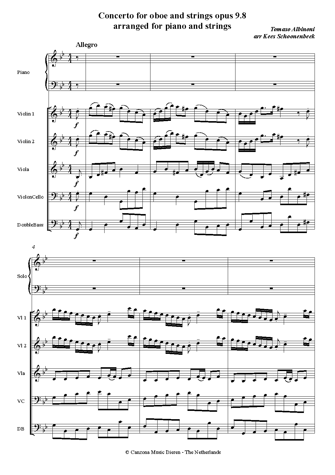 Oboe Concerto in G minor, Op.9 No.8 (Albinoni, Tomaso) IMSLP Free