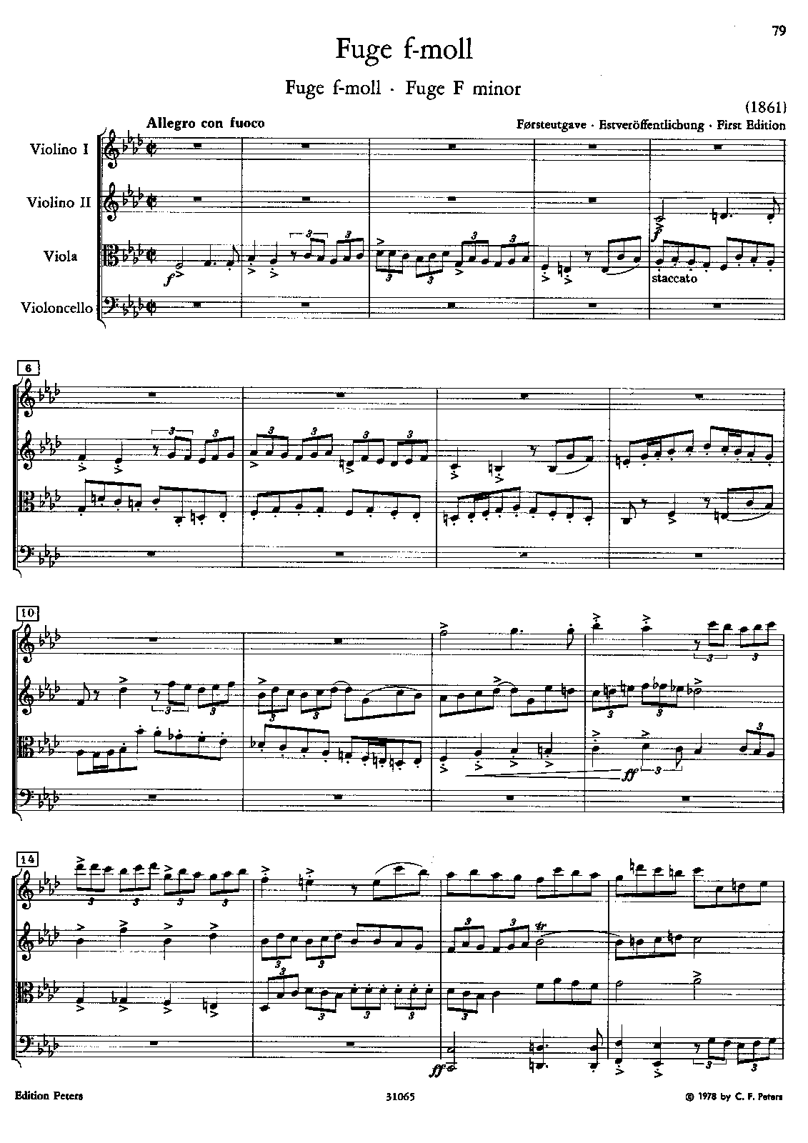 Fugue in F minor for String Quartet