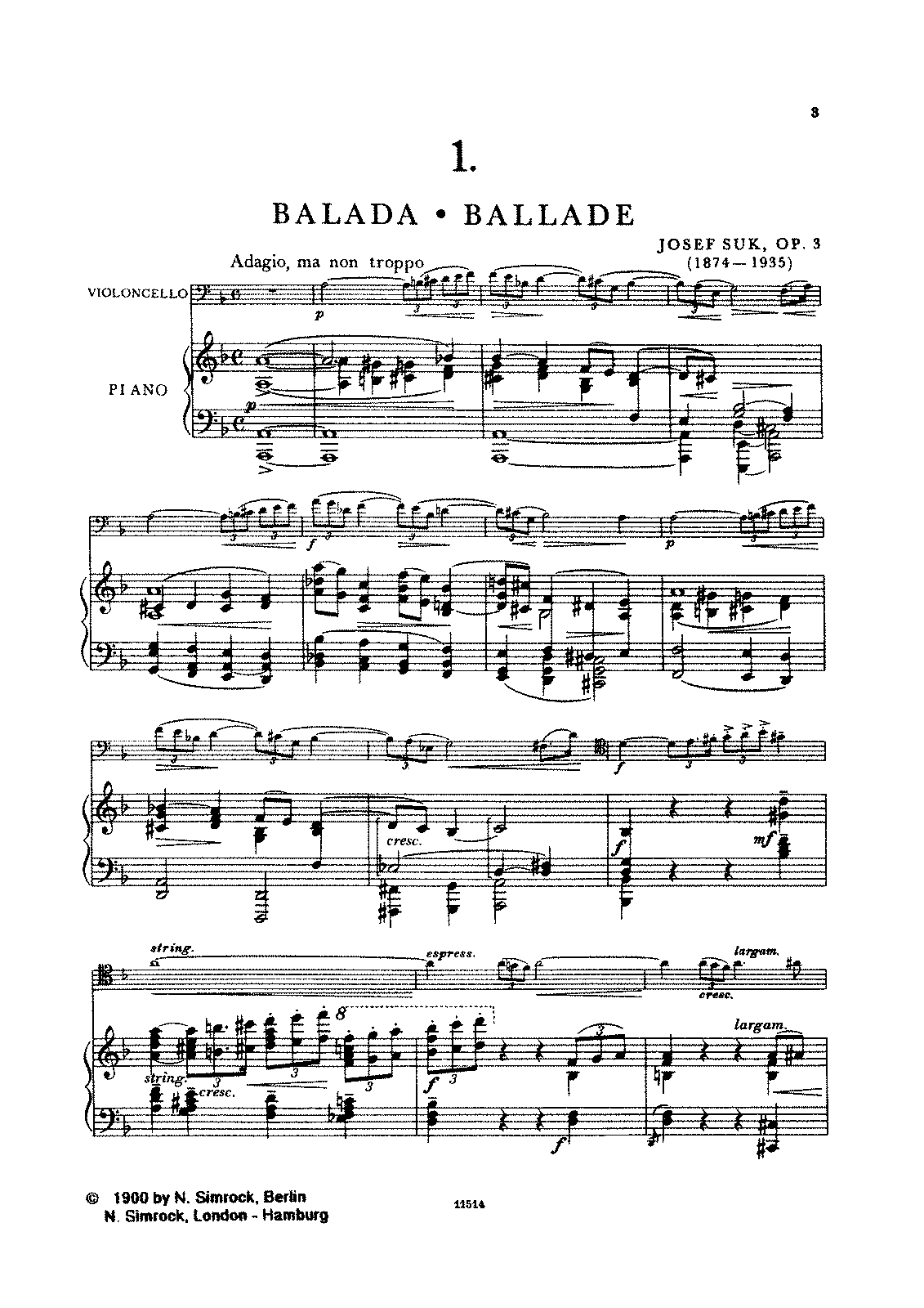 Ballade and Serenade, Op.3 (Suk, Josef) IMSLP