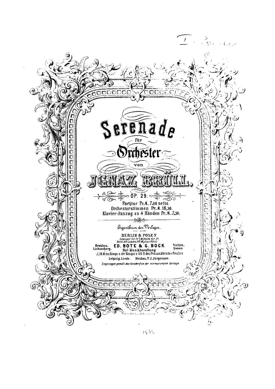 Serenade No.1, Op.29 (Brüll, Ignaz) - IMSLP