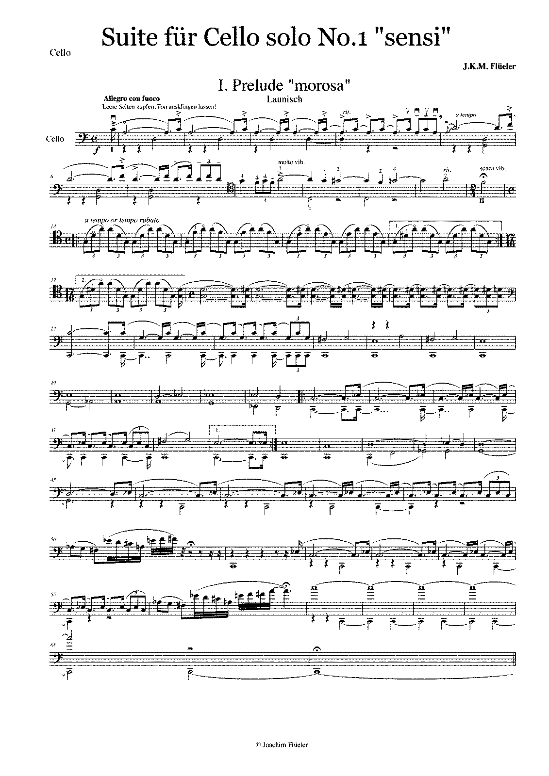 Suite No.1 for Solo Cello, Op.4 (Flüeler, Joachim Karl Melchior) - IMSLP