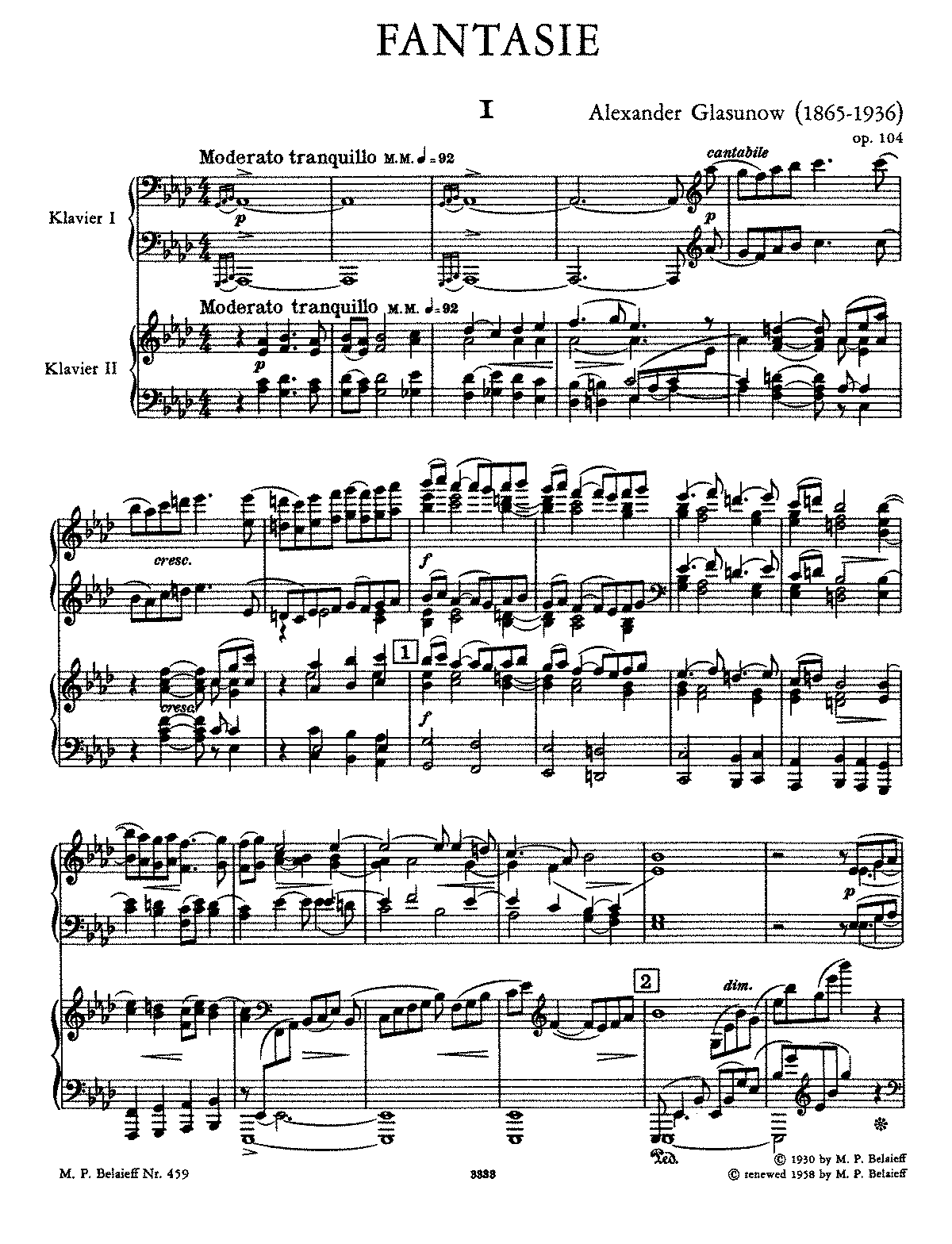 Fantaisie, Op.104 (Glazunov, Aleksandr) - IMSLP: Free Sheet Music PDF ...