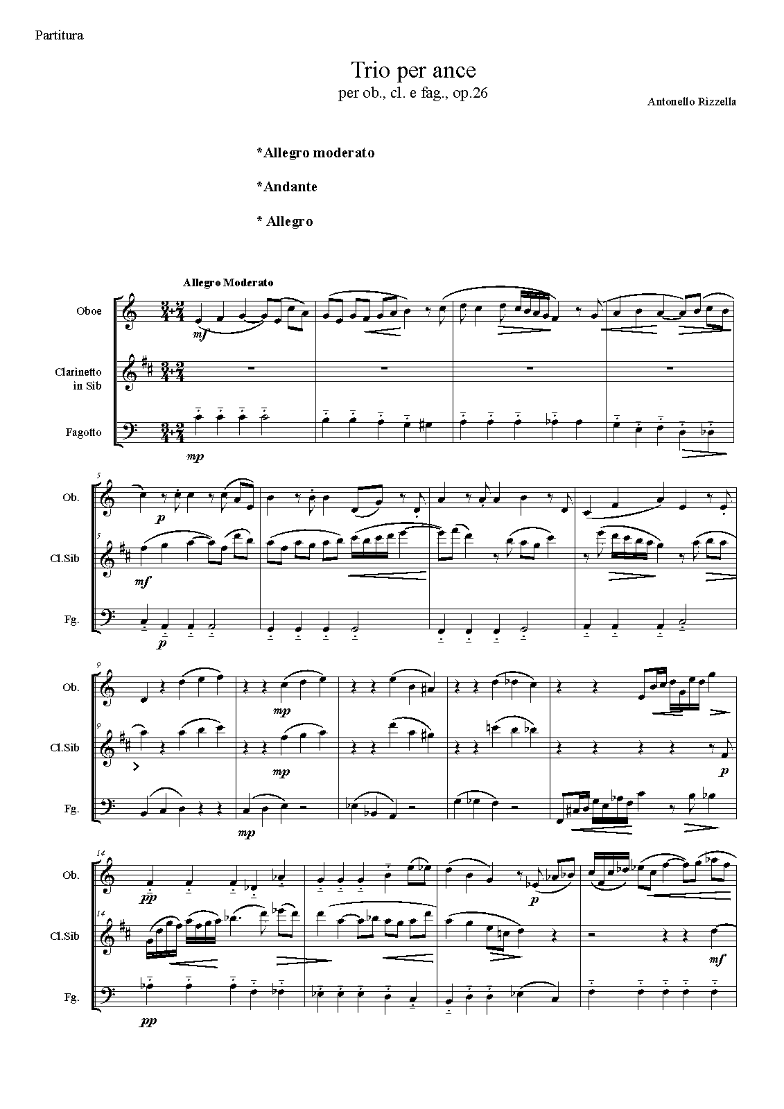 Trio No.1 for Oboe, and Bassoon, Op.26 (Rizzella, Antonello