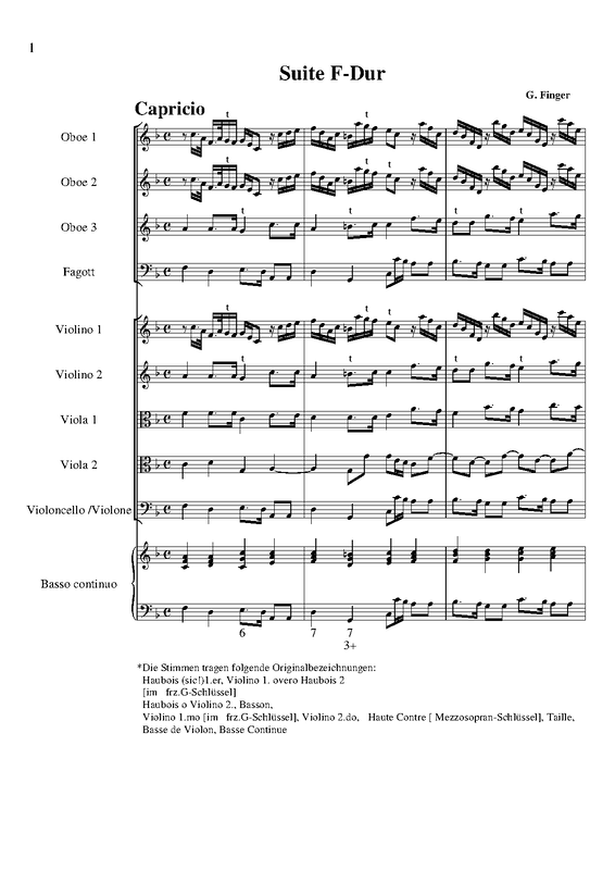 Suite for 3 Oboes and Strings in F major (Finger, Gottfried) IMSLP