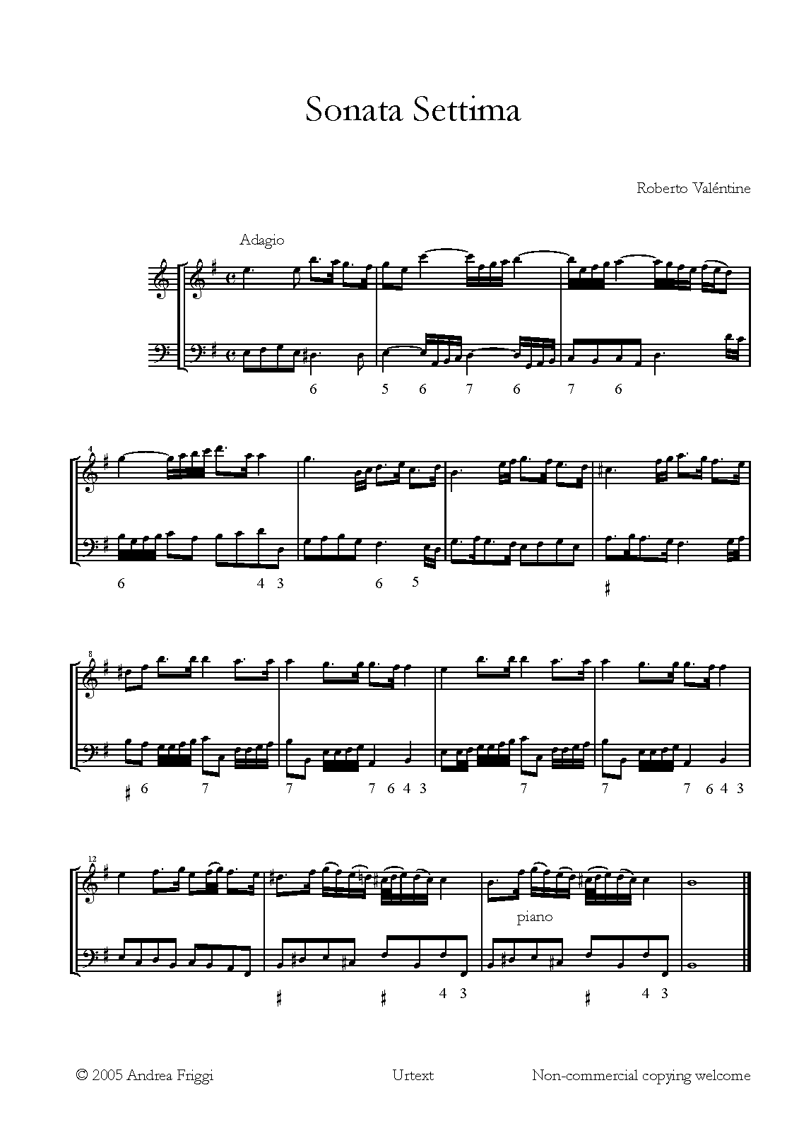 Recorder Sonata in E minor, Op.2 No.7 (Valentine, Robert) IMSLP