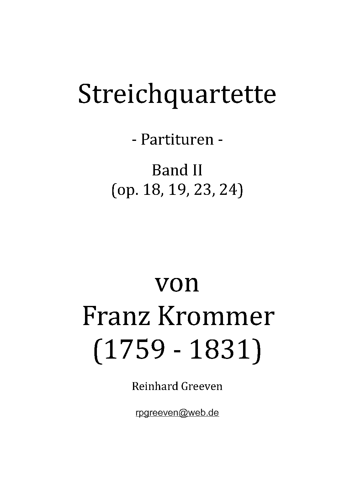 String Quartets, Opp.18-19, 23-24 (Krommer, Franz) - IMSLP