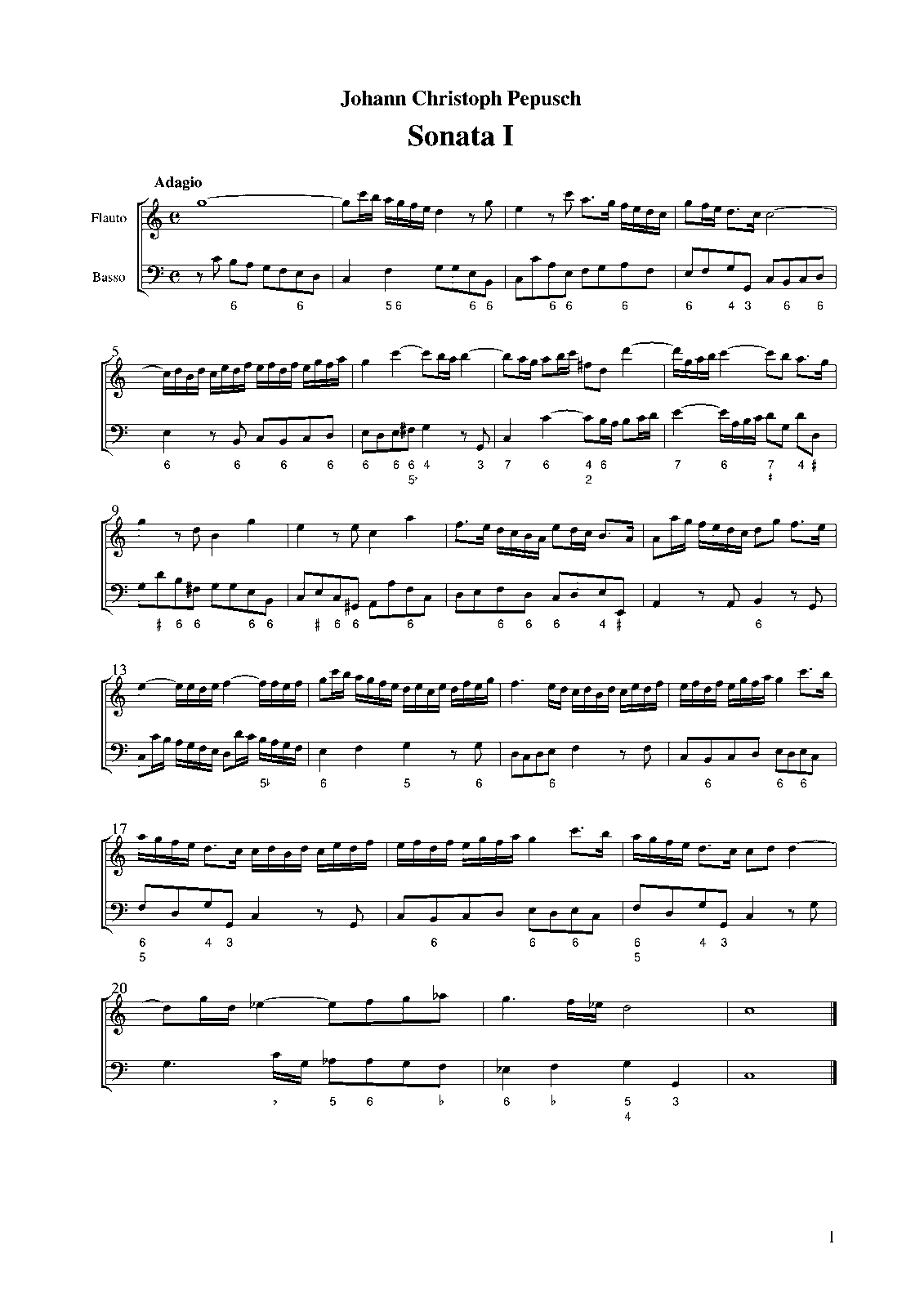 6 Recorder Sonatas, Op.1 (Pepusch, John Christopher) IMSLP Free