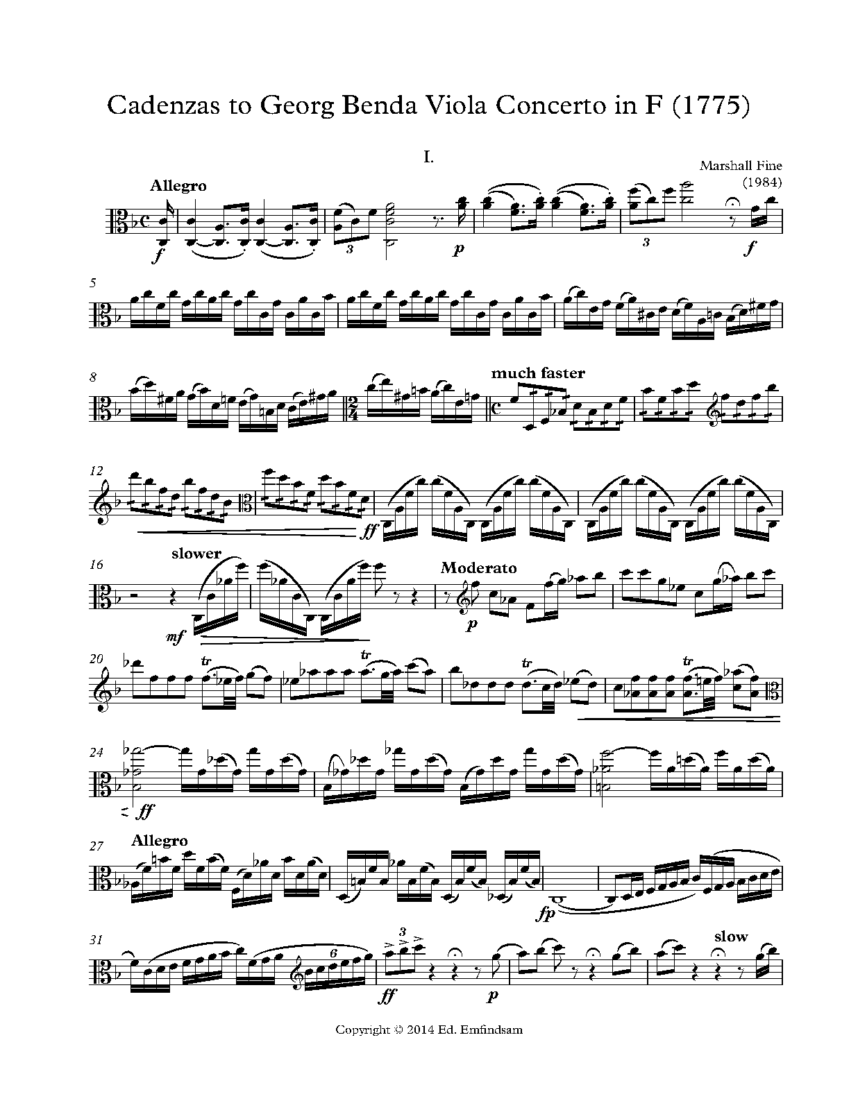 Viola Concerto in F major, LorB 314 (Benda, Friedrich Wilhelm Heinrich