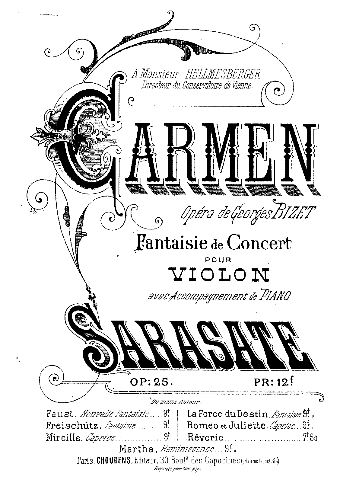 Carmen Concert Fantasy, Op.25 (Sarasate, Pablo De) - IMSLP