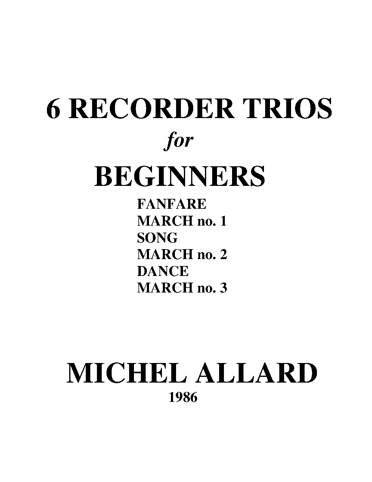 6 Recorder Trios (Allard, Michel) IMSLP