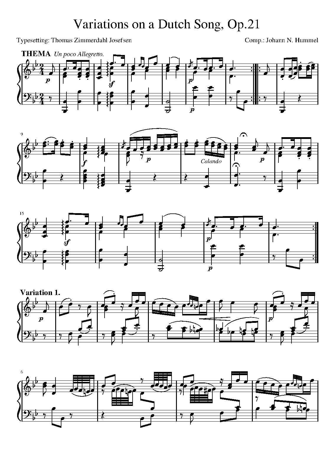 Variations on a Dutch Song, Op.21 (Hummel, Johann Nepomuk) IMSLP