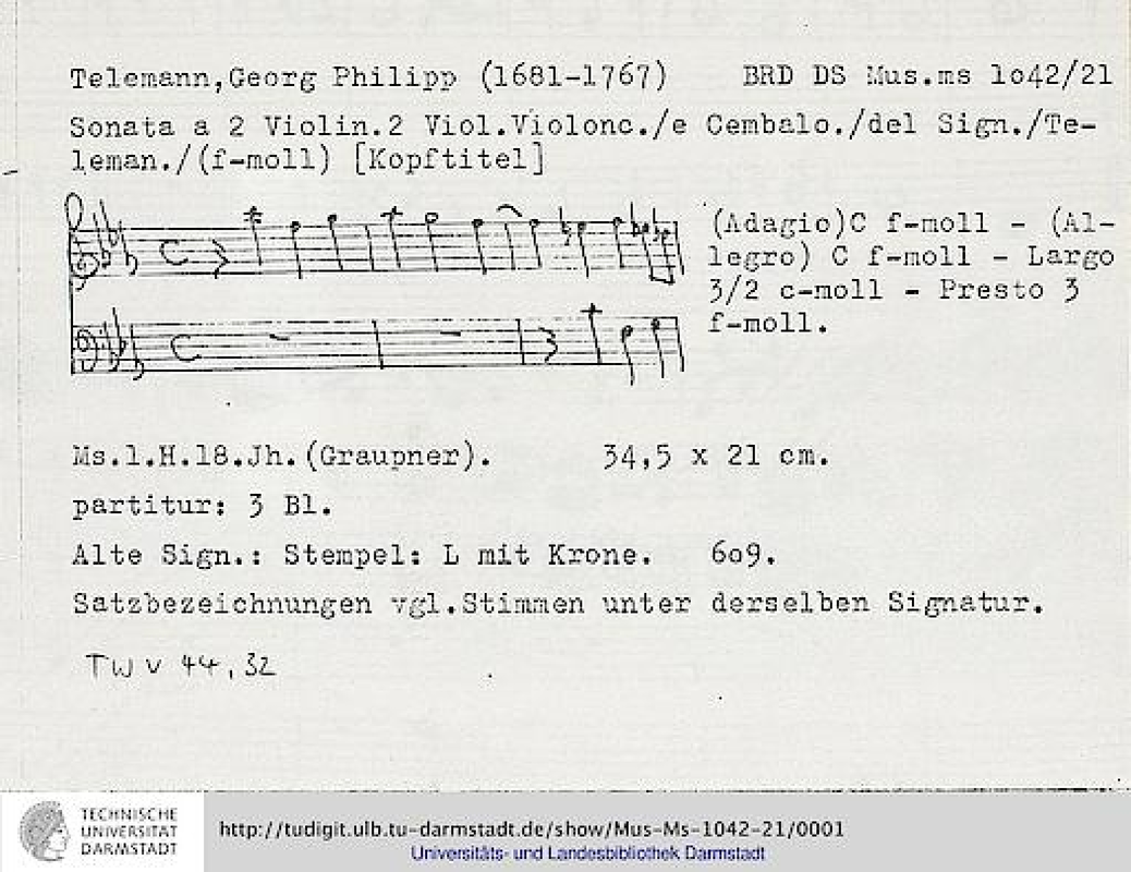 Sonata à 6 in F minor, TWV 4432 (Telemann, Philipp) IMSLP