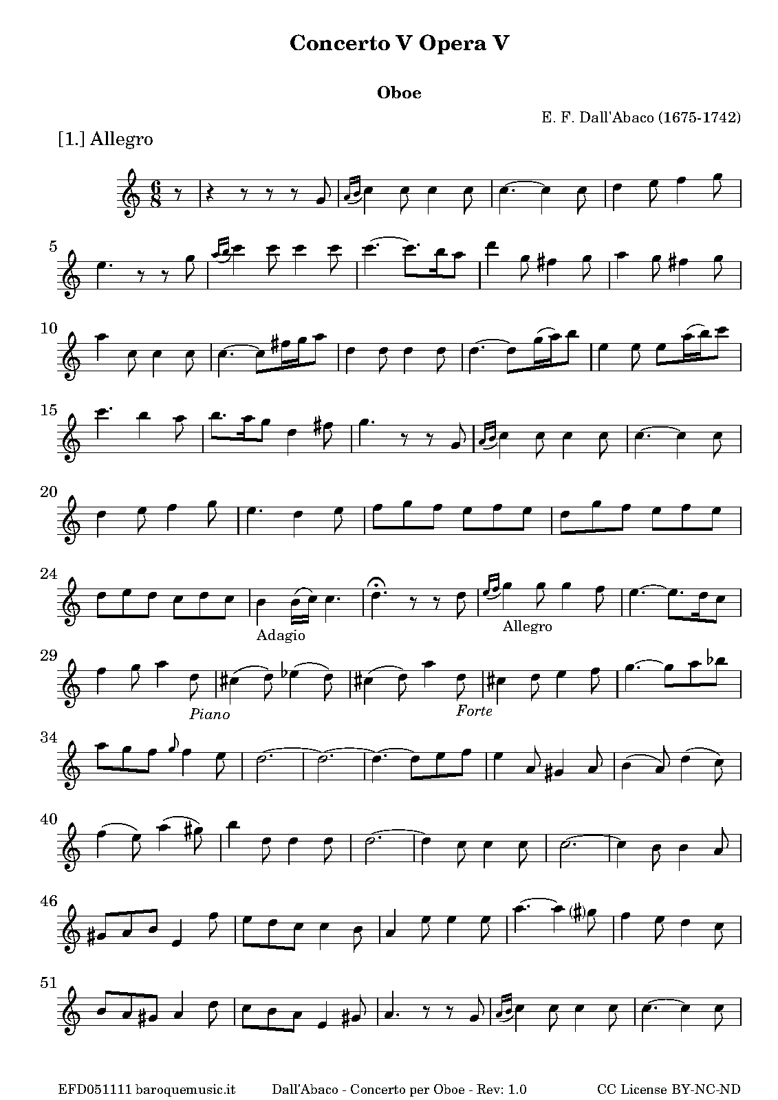Oboe Concerto in C major, P 5.5 (Dall'Abaco, Evaristo Felice) IMSLP
