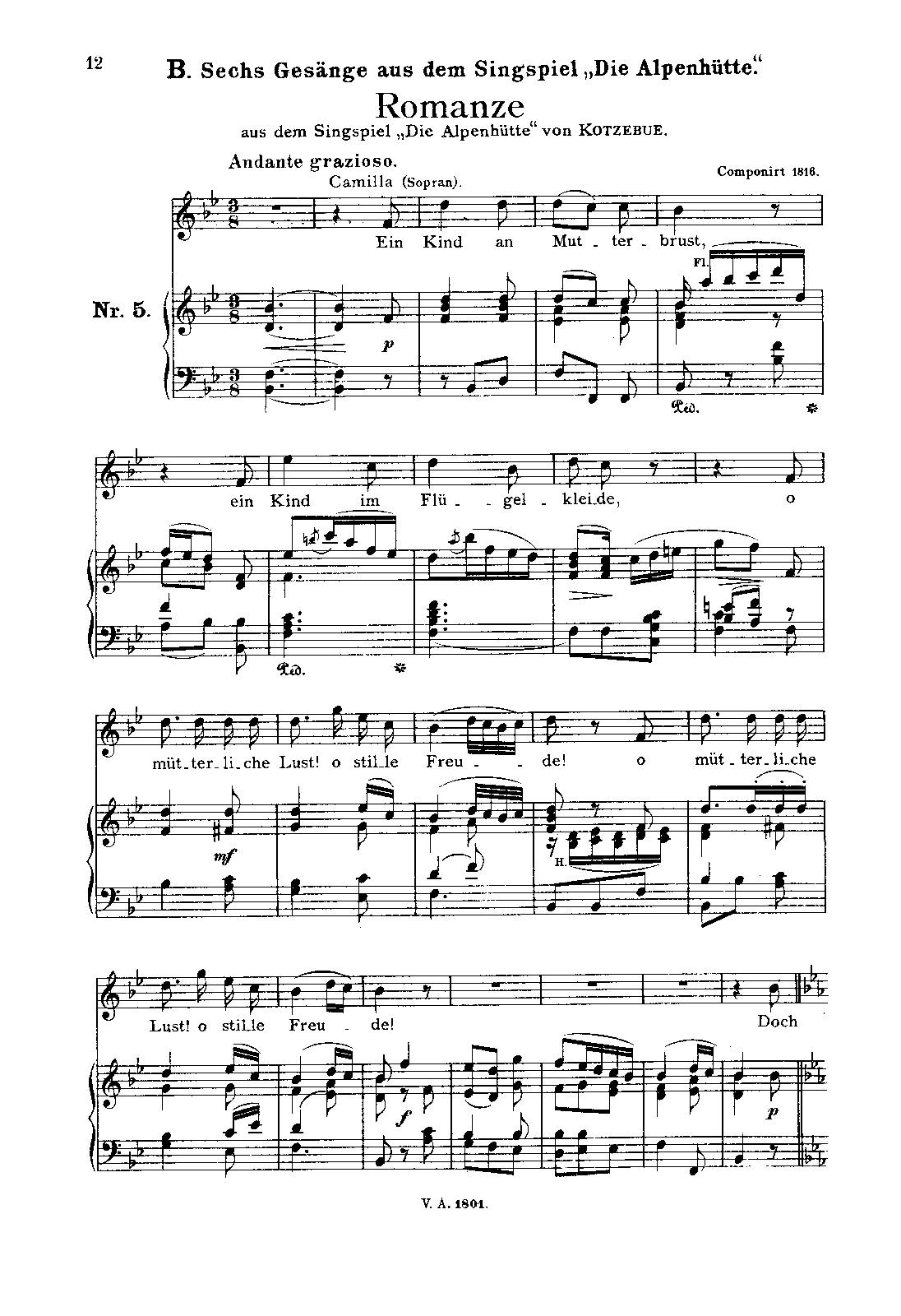 6 Gesänge aus dem Singspiel 'Die Alpenhütte'