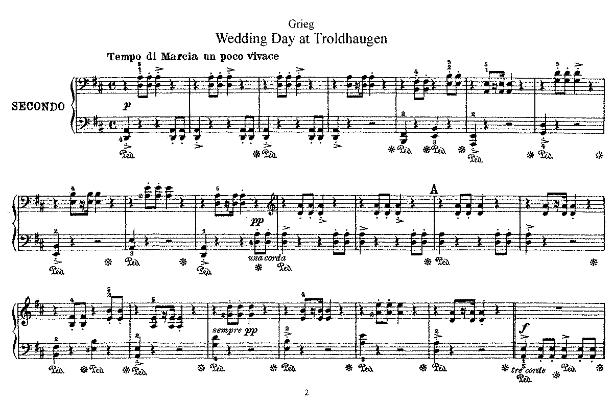 Григ свадьба в Трольхаугене Ноты для фортепиано