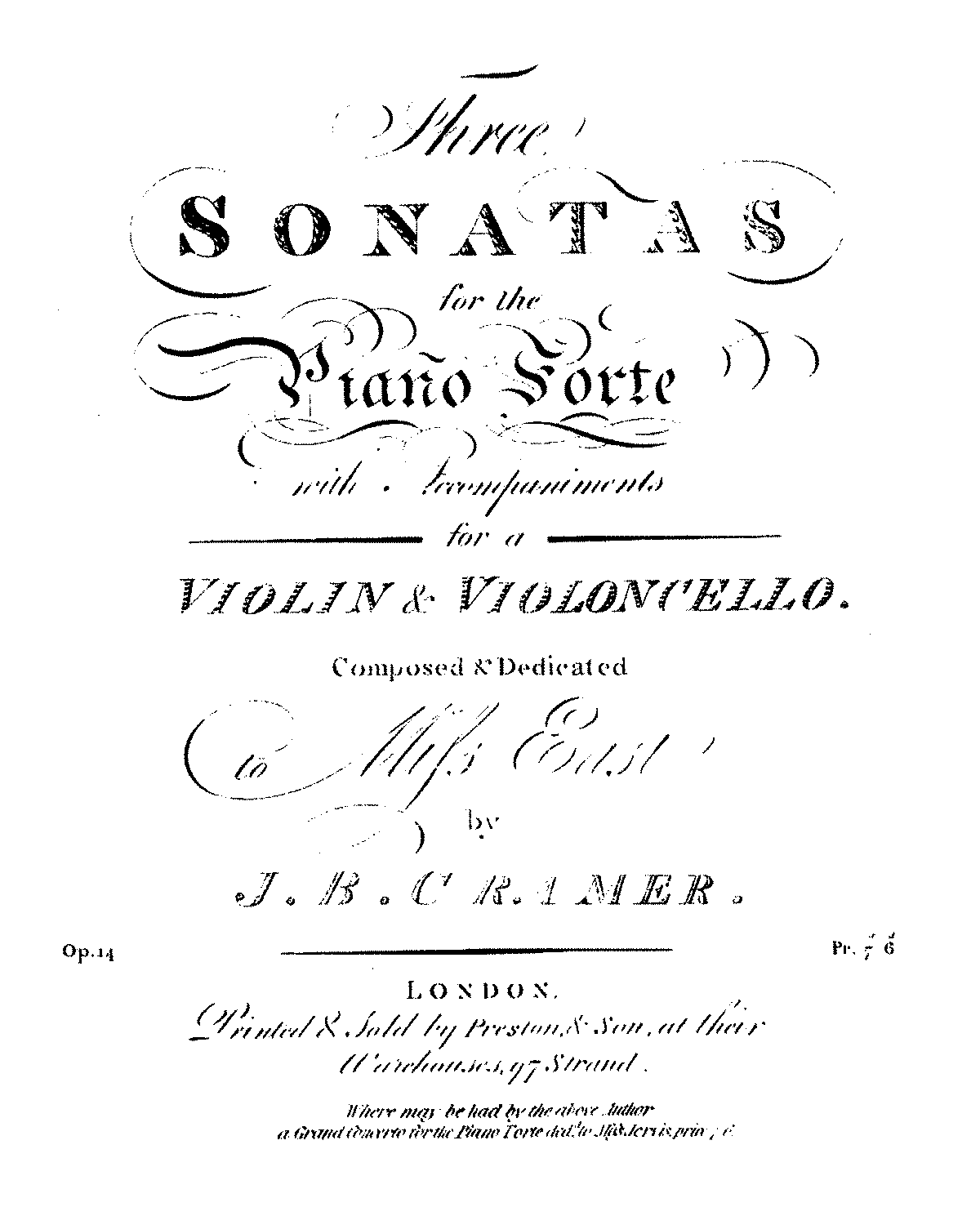 3 Sonatas, Op.14 (Cramer, Johann Baptist) - IMSLP