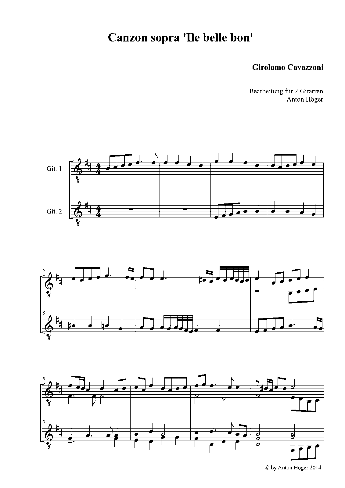 Canzon sopra il est bel et bon cavazzoni girolamo imslp
