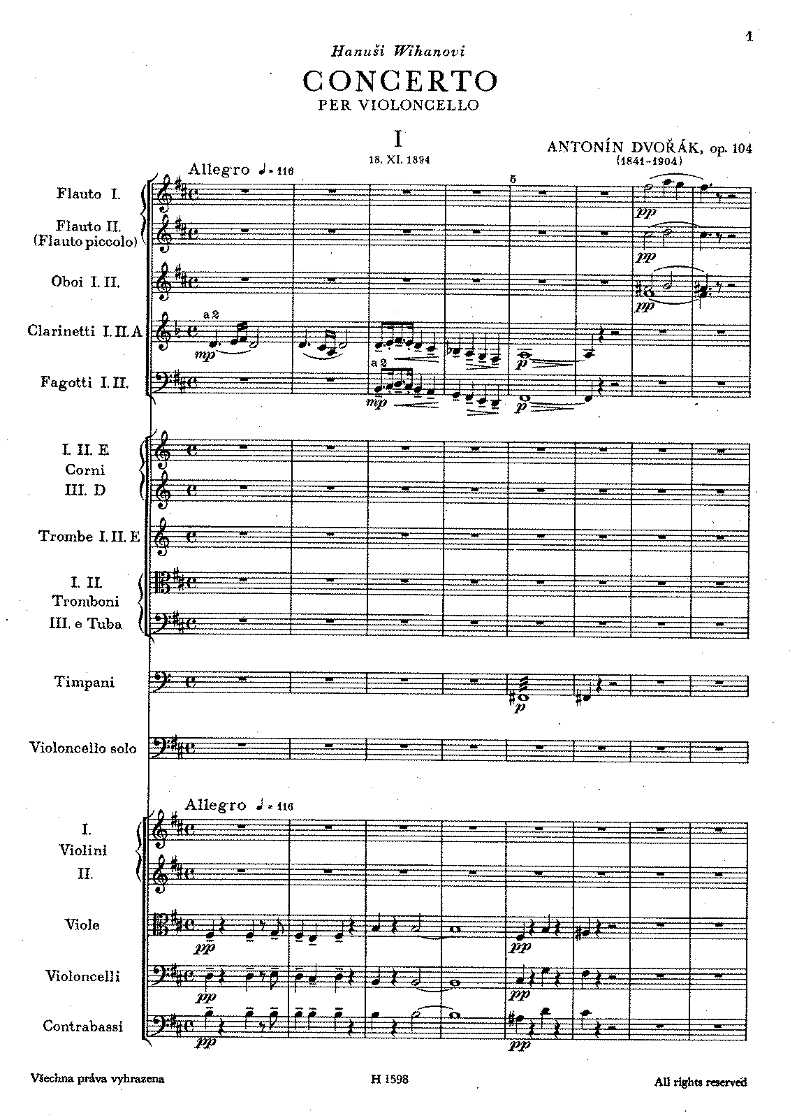 Cello Concerto, Op.104 (Dvořák, Antonín) - IMSLP: Free Sheet Music PDF ...