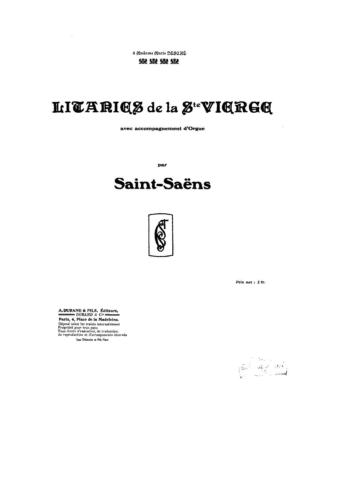 Filepmlp86318 Saint Saëns Litanies De La Sainte Vierge