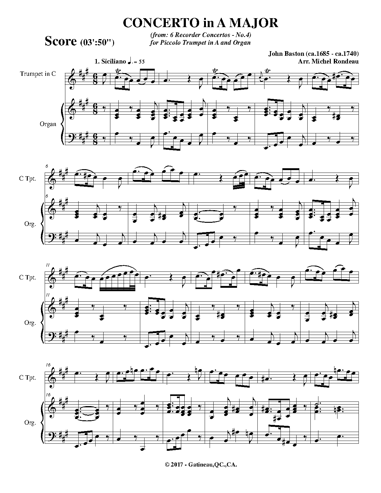6 Recorder Concertos (Baston, John) IMSLP Free Sheet Music PDF Download