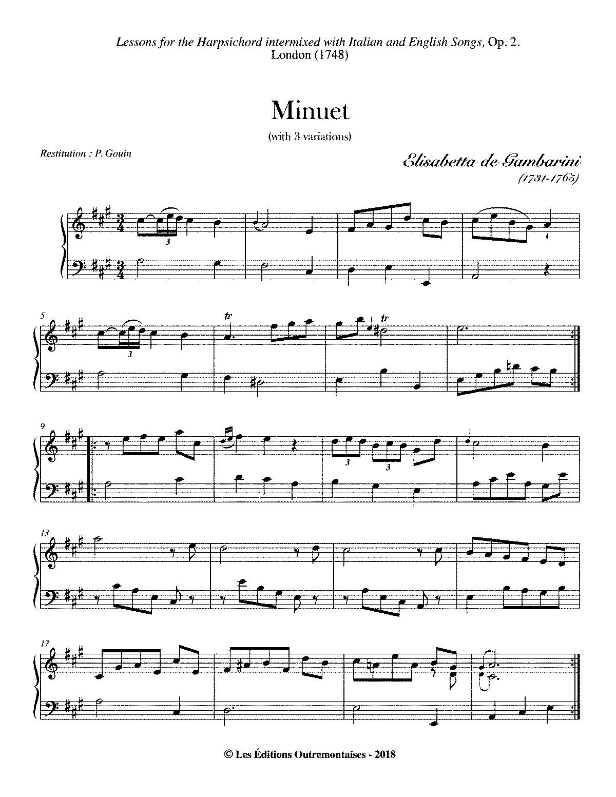 Minuet in A major, Op.2 No.5 (Gambarini, Elisabetta de) - IMSLP