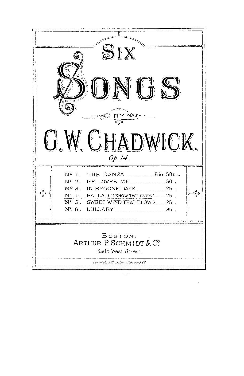 6 Songs, Op.14 (Chadwick, George Whitefield) - IMSLP: Free Sheet Music ...