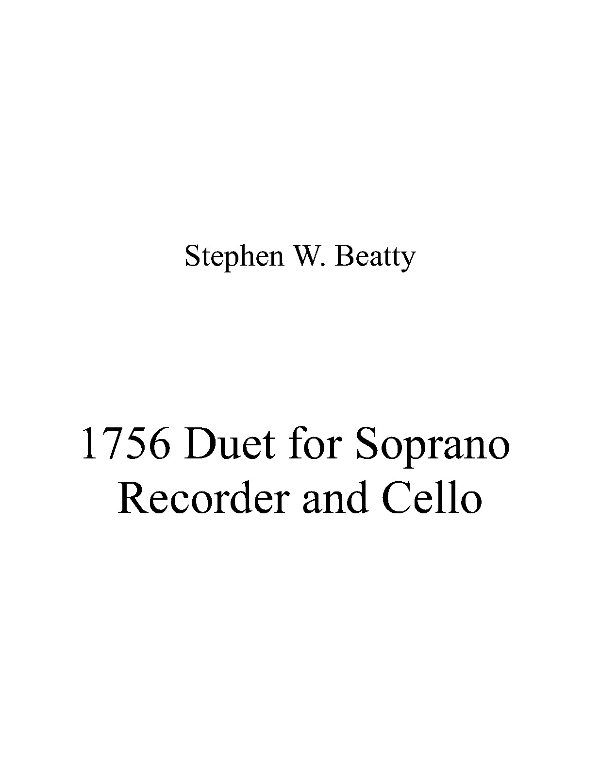 Duet for Soprano Recorder and Cello, Op.1756 (Beatty, Stephen W.) IMSLP