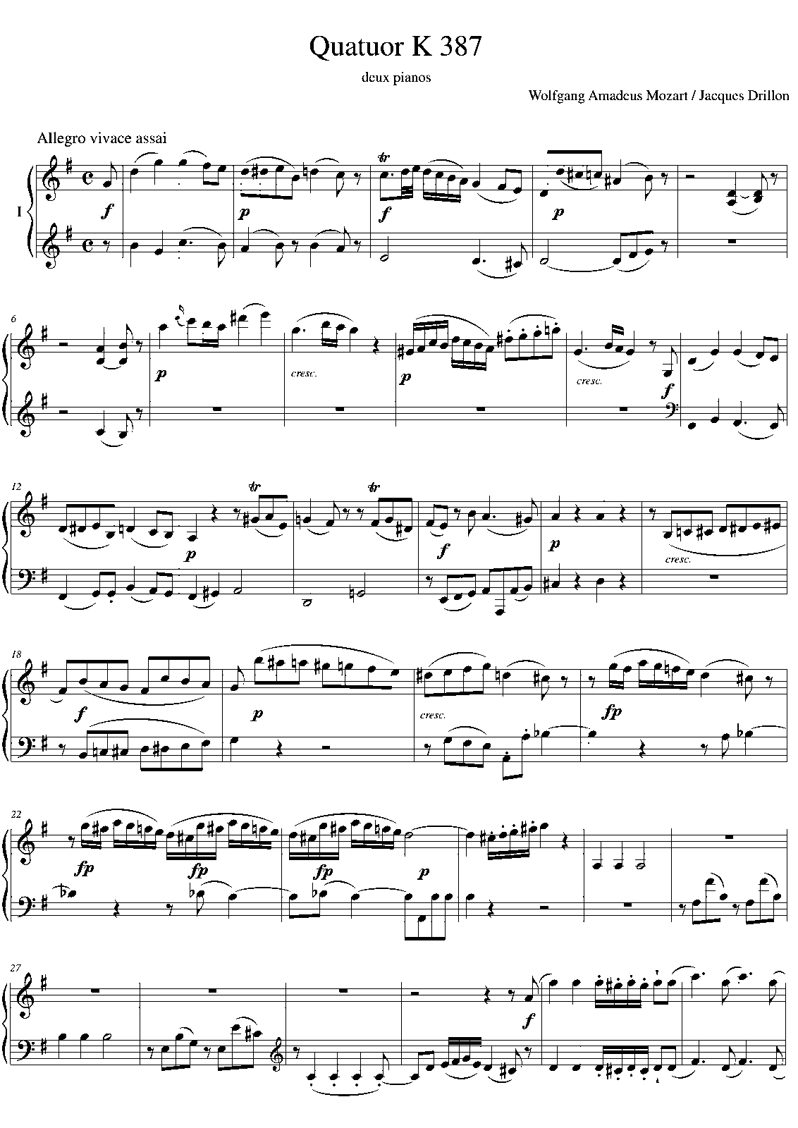 String Quartet No.14 in G major, K.387 (Mozart, Wolfgang Amadeus