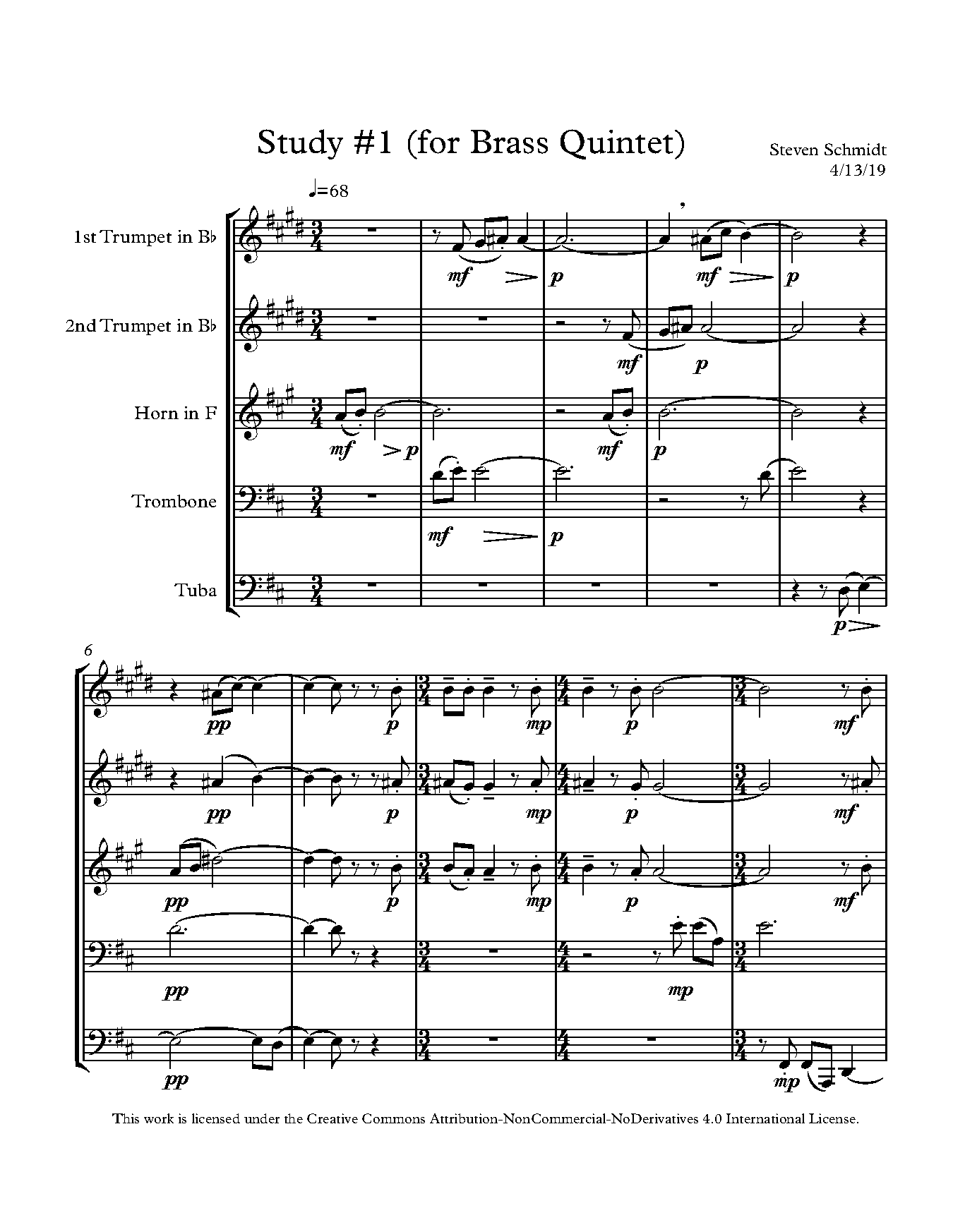 Study No.1 for Brass Quintet (Schmidt, Steven) IMSLP