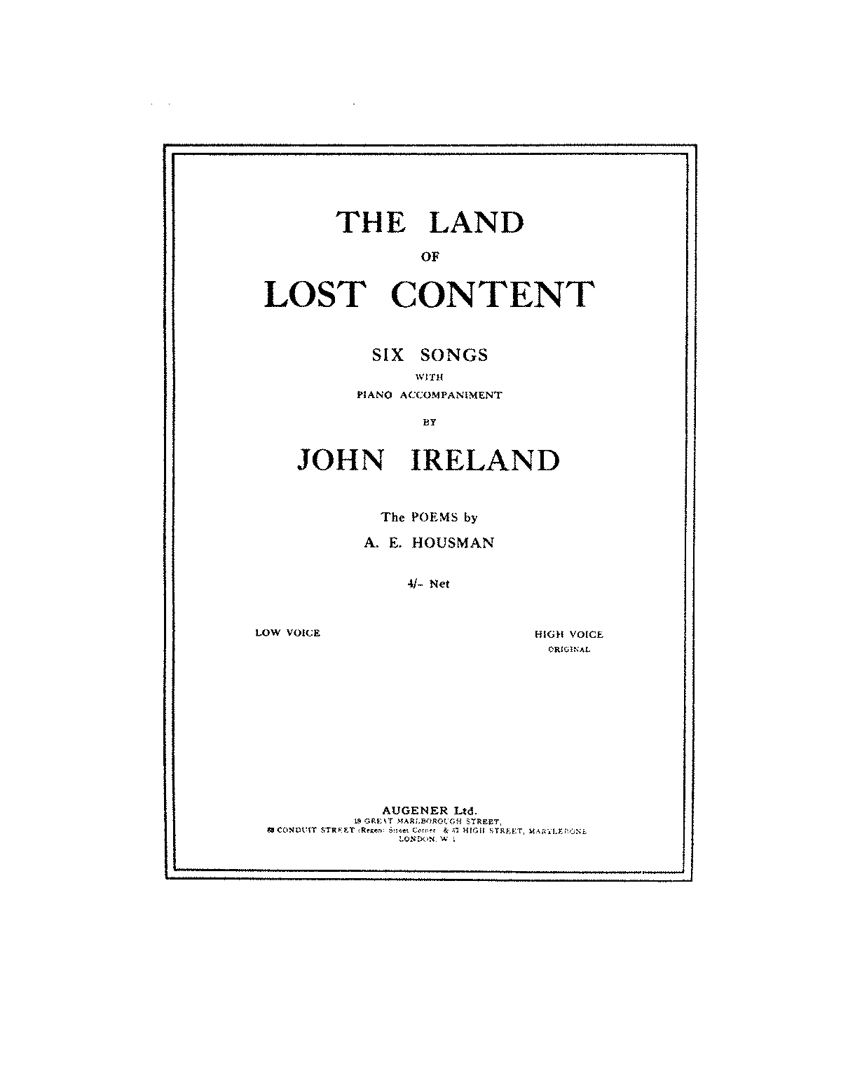 The Land of Lost Content (Ireland, John) - IMSLP